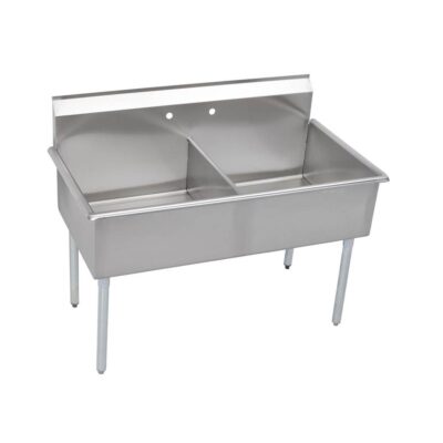 Elkay Dependabilt Stainless Steel 51'' x 27-1/2'' x 42'' 18 Gauge Two Compartment Budget Sink with Stainless Steel Legs