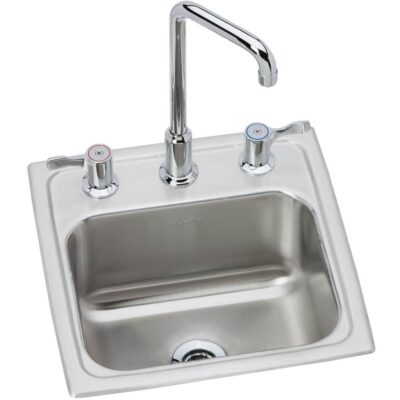Elkay 18 Gauge Stainless Steel 15'' x 15'' x 7.125'' Single Bowl Drop-in Bar/Prep Sink Kit