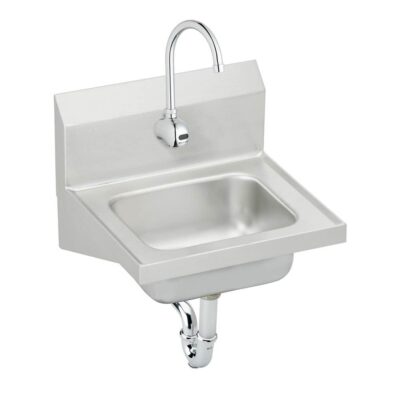Elkay Stainless Steel 16-3/4'' x 15-1/2'' x 13'' Single Bowl Wall Hung Handwash Sink Kit w/Sensor Faucet + Drain + P-trap