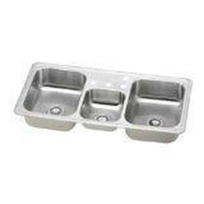 Elkay 20 Gauge Stainless Steel 43'' x 22'' x 7'' Triple Bowl Drop-in Kitchen Sink