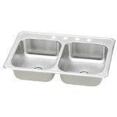 Elkay 20 Gauge Stainless Steel 33'' x 21.25'' x 6.875'' Double Bowl Drop-in Kitchen Sink