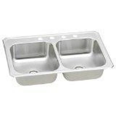 Elkay 20 Gauge Stainless Steel 33'' x 22'' x 7'' Double Bowl Drop-in Kitchen Sink