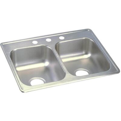 Elkay 22 Gauge Stainless Steel 25'' x 19'' x 6.3125'' Double Bowl Drop-in Kitchen Sink