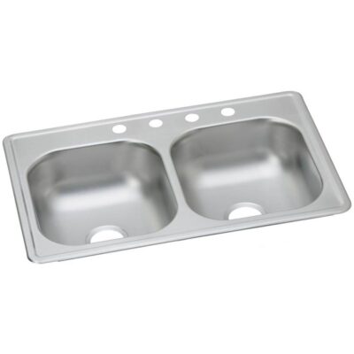 Elkay 22 Gauge Stainless Steel 33'' x 19'' x 6.4375'' Double Bowl Drop-in Kitchen Sink
