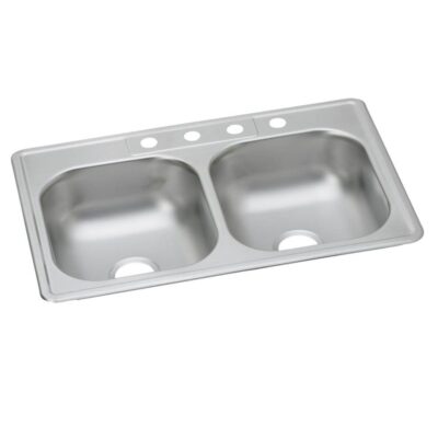 Elkay Dayton Stainless Steel 33'' x 22'' x 7-1/16'' 4-Hole Equal Double Bowl Drop-in Sink (10 Pack)