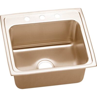 Elkay 18 Gauge CuVerro antimicrobial copper 22'' x 19.5'' x 10.125'' Single Bowl Drop-in Sink