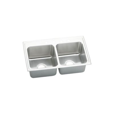 Elkay 18 Gauge Stainless Steel 33'' x 19.5'' x 10.125'' Double Bowl Top Mount Kitchen Sink