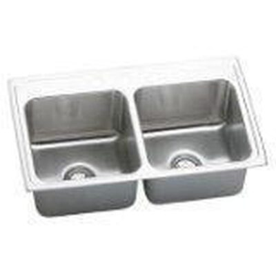 Elkay 18 Gauge Stainless Steel 33'' x 19.5'' x 10.125'' Double Bowl Drop-in Kitchen Sink