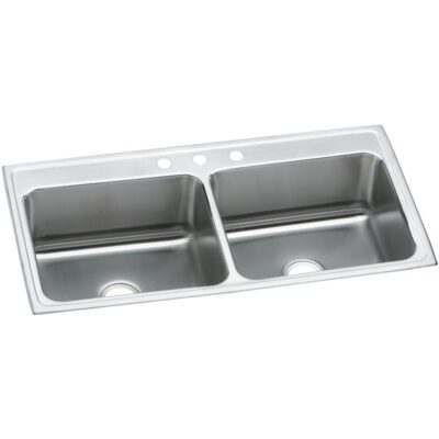 Elkay 18 Gauge Stainless Steel 43'' x 22'' x 10.125'' Double Bowl Top Mount Kitchen Sink