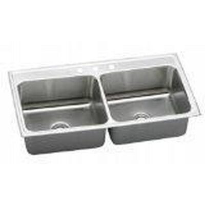 Elkay 18 Gauge Stainless Steel 43'' x 22'' x 10.125'' Double Bowl Drop-in Kitchen Sink