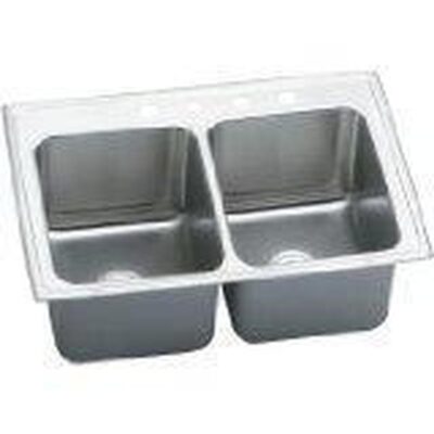 Elkay 18 Gauge Stainless Steel 33'' x 22'' x 12.125'' Double Bowl Top Mount Kitchen Sink