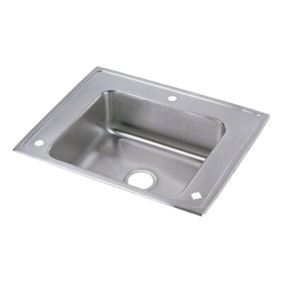 Elkay Lustertone Classic Stainless Steel 28'' x 22'' x 4'' Single Bowl Drop-in Classroom ADA Sink+Faucet/Bubbler Kit