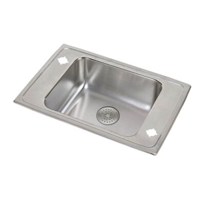 Elkay Lustertone Classic SS 31''x19-1/2''x5-1/2'' 2-Hole Single Bowl Drop-in Classroom ADA Sink w/ Perfect Drain® Grid