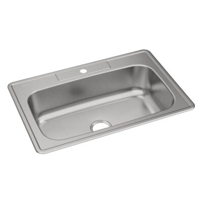 Elkay Dayton Stainless Steel 33'' x 22'' x 8-1/16'' 1-Hole Single Bowl Drop-in Sink Kit with Lustrous Steel Faucet