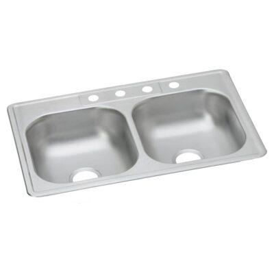 Elkay Dayton Stainless Steel 33'' x 22'' x 6-9/16'' 1-Hole Equal Double Bowl Drop-in Sink (50 Pack)