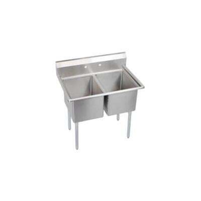 Elkay Dependabilt Stainless Steel 55'' x 29-13/16'' x 43-3/4'' 18 Gauge Two Compartment Sink with Stainless Steel Legs