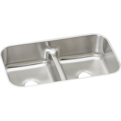 Elkay 19 Gauge Stainless Steel 32.5'' x 18.15'' x 8'' Double Bowl Undermount Kitchen Sink