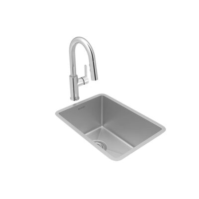 Elkay Crosstown 18 Gauge Stainless Steel 13-1/2'' x 18-1/2'' x 9'', Single Bowl Undermount Bar Sink, Faucet & Drain Kit