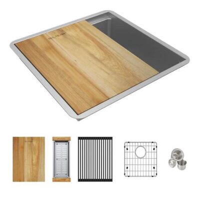 Elkay 17'' Stainless Steel Small Single Bowl Undermount Workstation