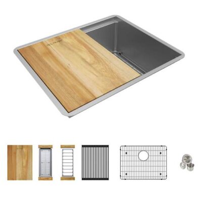 Elkay 21'' Stainless Steel Medium Single Bowl Undermount Workstation