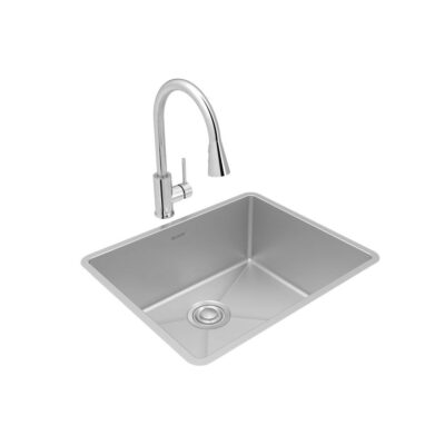 Elkay Crosstown 18 Gauge Stainless Steel 22-1/2'' x 18-1/2'' x 9'', Single Bowl Undermount Sink, Faucet & Drain Kit