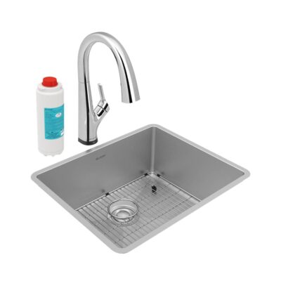 Elkay Crosstown 18 Gauge Stainless Steel 22-1/2'' x 18-1/2'' x 9'', Single Bowl Undermount Sink Kit with Filtered Faucet