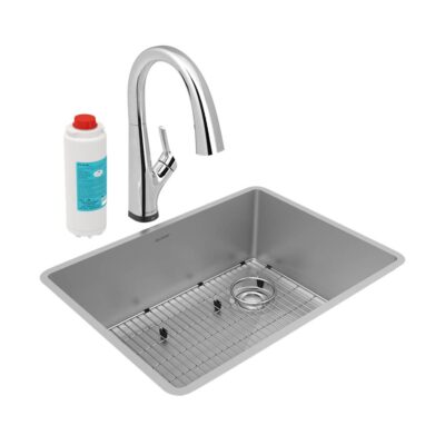Elkay Crosstown 18 Gauge Stainless Steel 25-1/2'' x 18-1/2'' x 9'', Single Bowl Undermount Sink Kit with Filtered Faucet