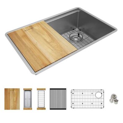 Elkay 27'' Stainless Steel Large Single Bowl Undermount Workstation