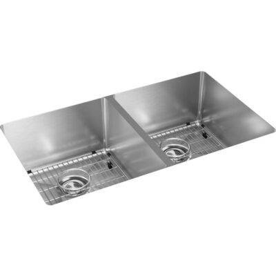 Elkay 18 Gauge Stainless Steel 31.5'' x 18.5'' x 9'' 50/50 Double Bowl Undermount Kit