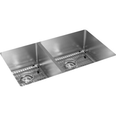 Elkay 18 Gauge Stainless Steel 31.5'' x 18.5'' x 9'' 60/40 Double Bowl Undermount Kit