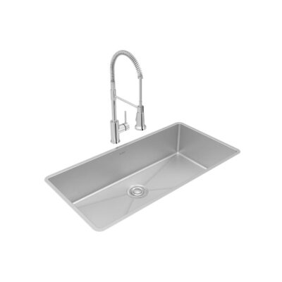 Elkay Crosstown 18 Gauge Stainless Steel 36-1/2'' x 18-1/2'' x 9'', Single Bowl Undermount Sink, Faucet & Drain Kit