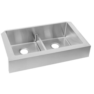 Elkay Crosstown 18 Gauge Stainless Steel 35-7/8'' x 20-1/4'' x 9'' Equal Double Bowl Farmhouse Sink with Aqua Divide