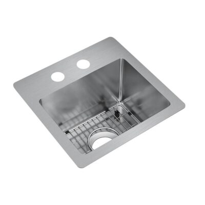 Elkay 18 Gauge Stainless Steel 15'' x 15'' x 9'' Single Bowl Dual Mount Bar/Prep Sink Kit