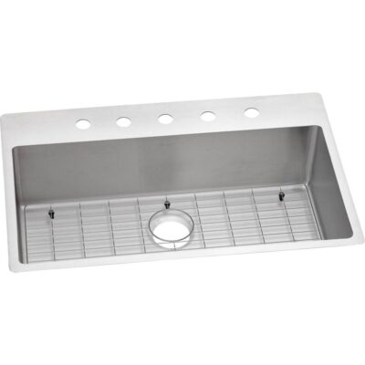 Elkay 18 Gauge Stainless Steel 33'' x 22'' x 9'' Single Bowl Dual Mount Kitchen Sink Kit