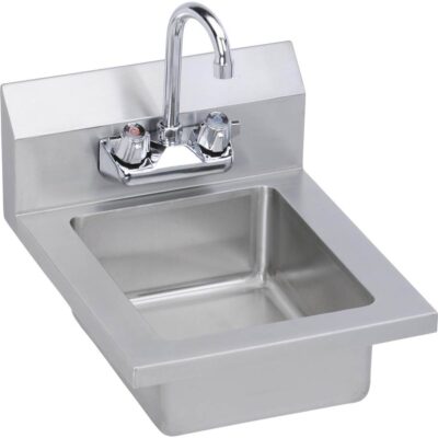 Elkay Hand Sink, 14X17 OA, 10X12X5 Bowl, Faucet, 18 GA 300 Series SS, NSF