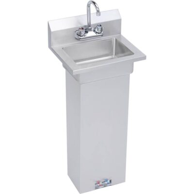 Elkay Hand Sink, 18X15 OA, 14X10X5 Bowl, Pedestal Base & Foot Valve,Faucet, 18 GA 300 Series SS, NSF