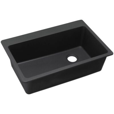 Elkay Quartz Classic 33'' x 22'' x 9-1/2'' Single Bowl Drop-in Sink, Black