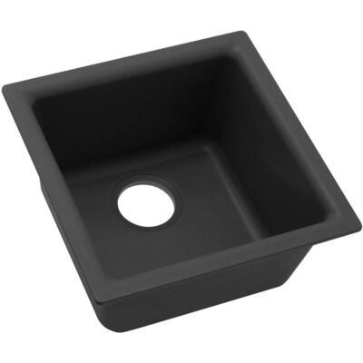 Elkay Quartz Classic 15-3/4'' x 15-3/4'' x 7-11/16'' Single Bowl Dual Mount Bar Sink, Black