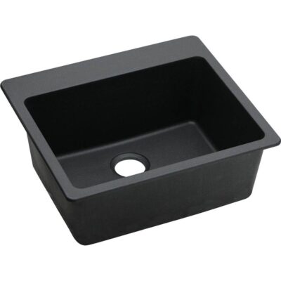 Elkay Quartz Classic 25'' x 22'' x 9-1/2'' Single Bowl Drop-in Sink, Black
