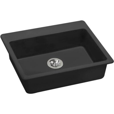 Elkay Quartz Classic 25'' x 22'' x 5-1/2'' Drop-in ADA Sink with Perfect Drain, Black
