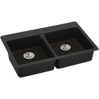 Elkay Quartz Classic 33'' x 22'' x 5-1/2'' Drop-in ADA Sink with Perfect Drain, Black