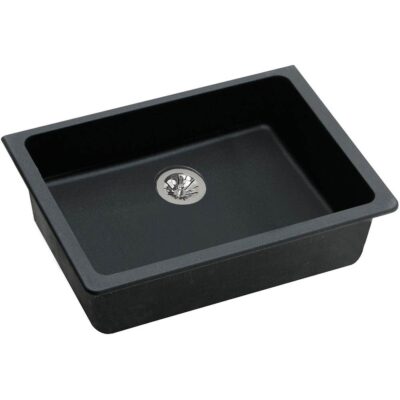 Elkay Quartz Classic 25'' x 18-1/2'' x 5-1/2'' Undermount ADA Sink with Perfect Drain, Black