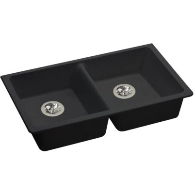 Elkay Quartz Classic 33'' x 18-1/2'' x 5-1/2'' Undermount ADA Sink with Perfect Drain, Black