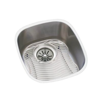 Elkay Lustertone Classic Stainless Steel 14-1/4'' x 15-3/4'' x 5-15/16'' Single Bowl Undermount Sink Kit