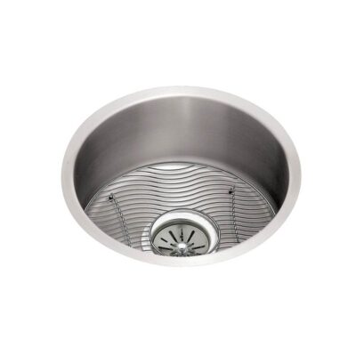 Elkay Lustertone Classic Stainless Steel 18-3/8'' x 18-3/8'' x 8'' Single Bowl Undermount Sink Kit