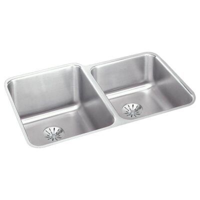 Elkay 18 Gauge Stainless Steel 31.25'' x 20.5'' x 4.375'' Double Bowl Undermount Kitchen Sink Kit