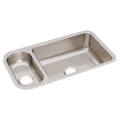 Elkay Lustertone Classic Stainless Steel, 32-1/4'' x 18-1/4'' x 7-3/4'' 30/70 Double Bowl Undermount Sink