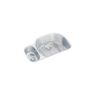 Elkay Lustertone Classic Stainless Steel 31-1/2'' x 21-1/8'' x 10'' 30/70 Offset Double Bowl Undermount Sink Kit