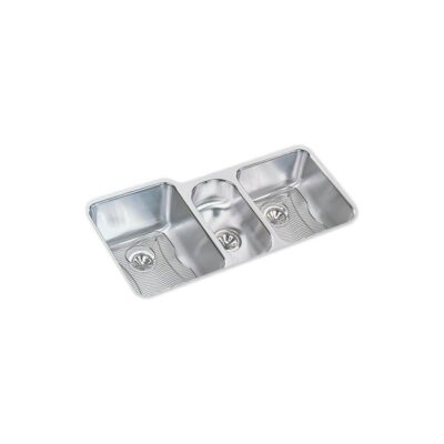Elkay 18 Gauge Stainless Steel 40'' x 20.5'' x 9.875'' Triple Bowl Undermount Kitchen Sink Kit