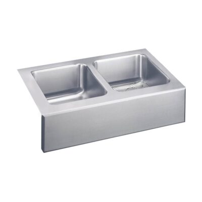 Elkay 18 Gauge Stainless Steel 33'' x 20.5'' x 10'' Double Bowl Farmhouse Undermount Kitchen Sink Kit